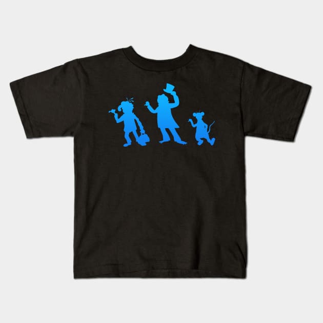 Hitchhiking Ghosts - Blue silhouette Kids T-Shirt by Rackham